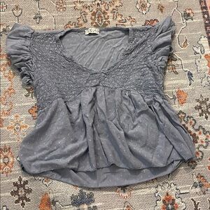 Women's Blue Smocked Top